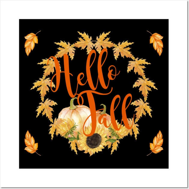 Hello Fall Wreath Graphic Wall Art by AngelFlame